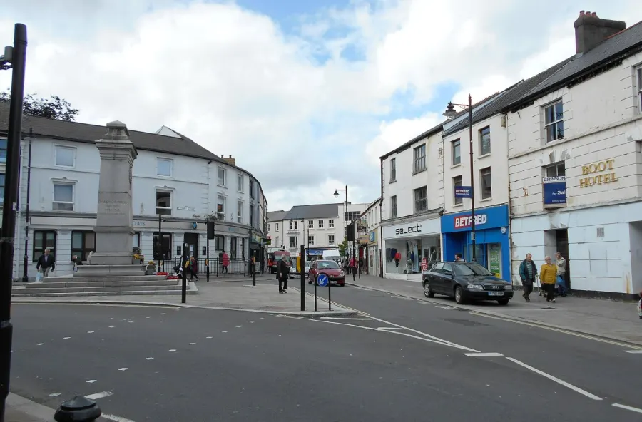 Aberdare town centre, at the junction of Cardiff St, Canon St and Victoria Square.