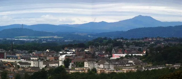 Alloa from Clackmannan Tower. Clackmannan, Clackmannanshire, Great Britain