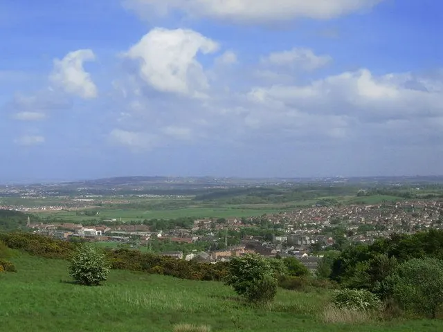View over Barrhead (from Fereneze Hills), near Glasgow, Scotland, United Kingdom.