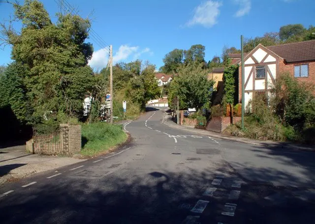 Polesteeple Hill, Biggin Hill, Kent TN16. Looking north from the end of Ricketts Hill Road.