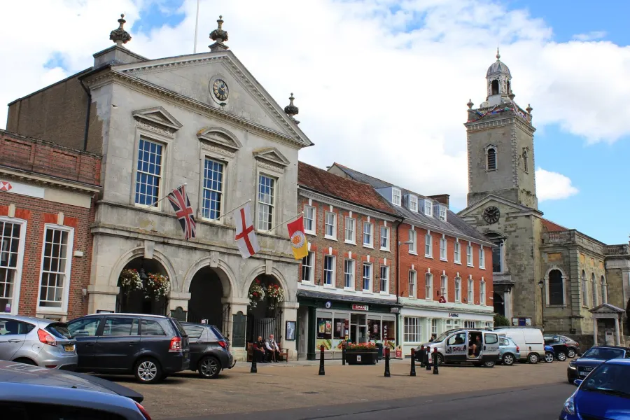 Market Place, Blandford Forum, Dorset, England, on 1 September 2015