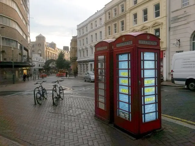 Bournemouth: a phone box has become an illuminated advert