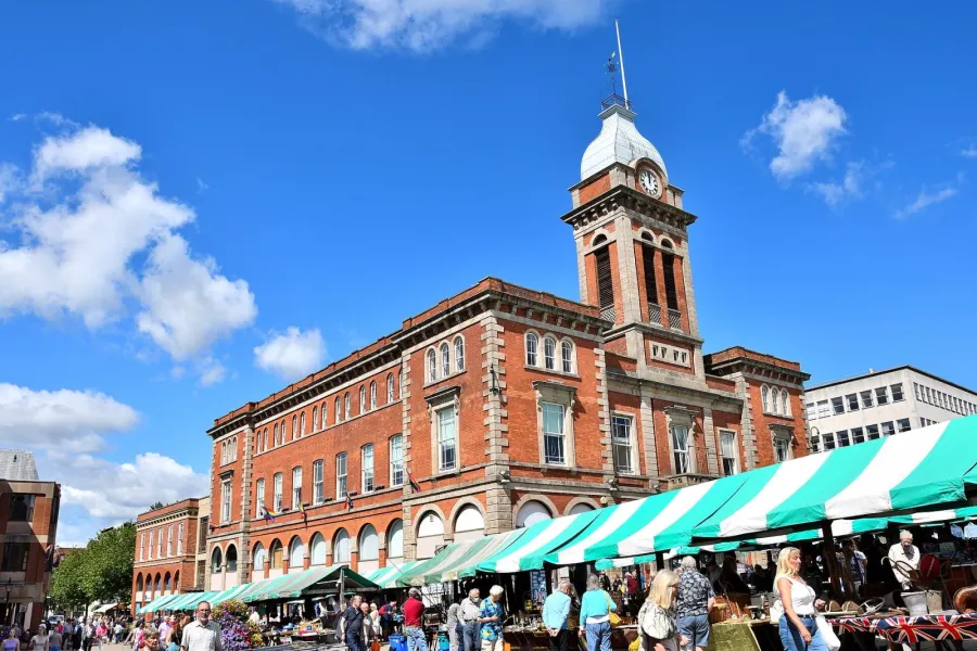 Chesterfield market place, Derbyshire, UK