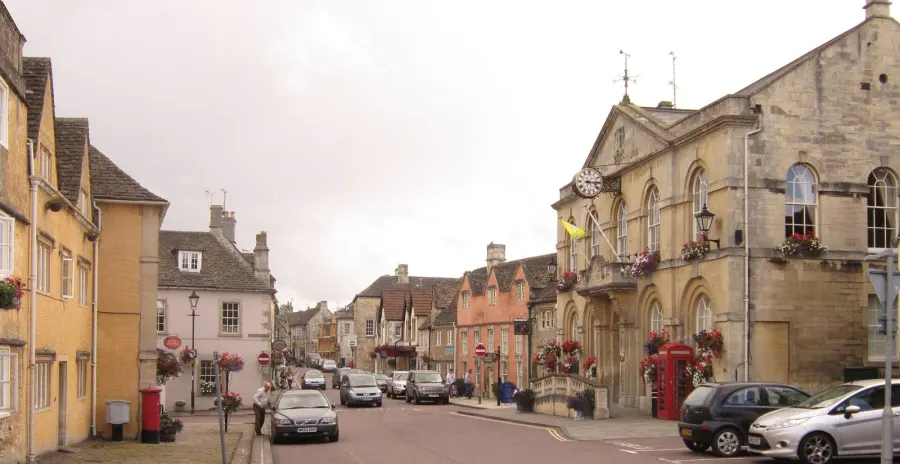 Corsham High street, town hall and post office