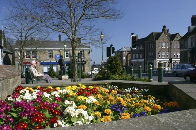 Crowborough Cross Spring flowerbed near the Sir Arthur Conan Doyle statue