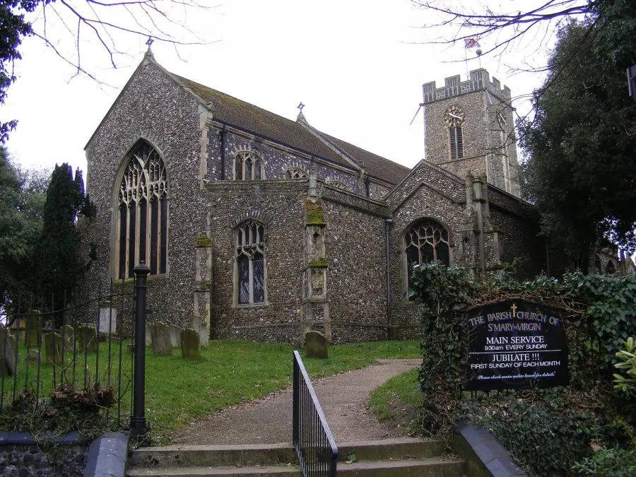 Church of St Mary in Halesworth, Suffolk, England. A Grade I listed medieval church.