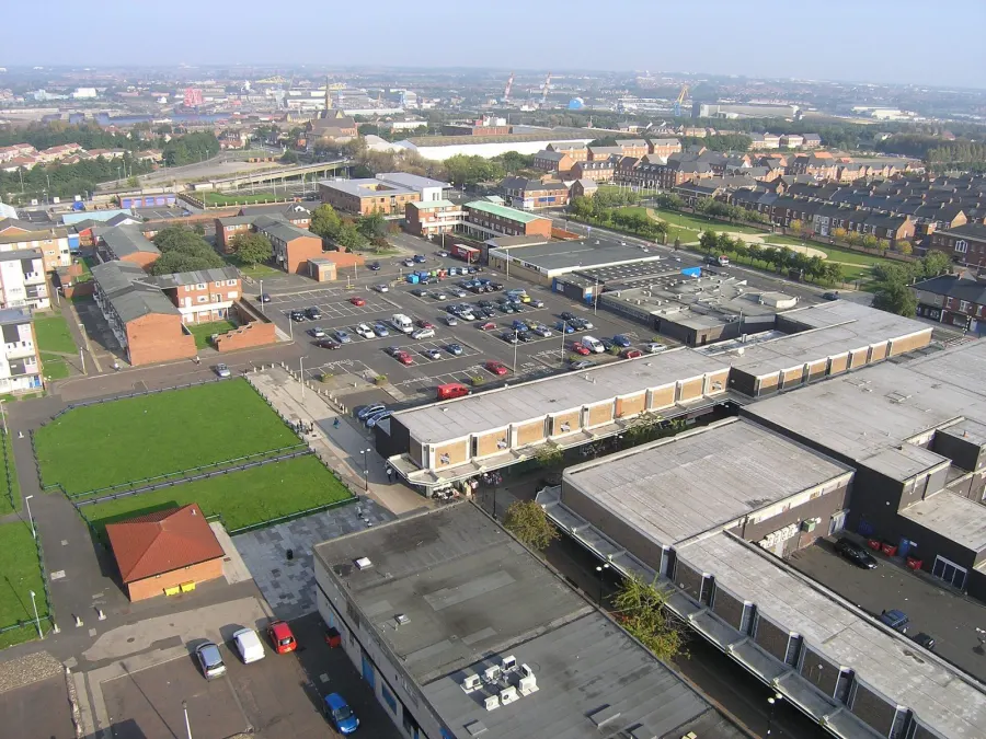 Aerial View of Hebburn Town Centre in South Tyneside