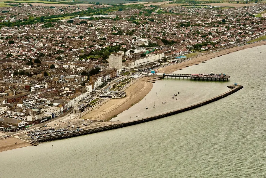 Aerial view of Herne Bay in Kent UK