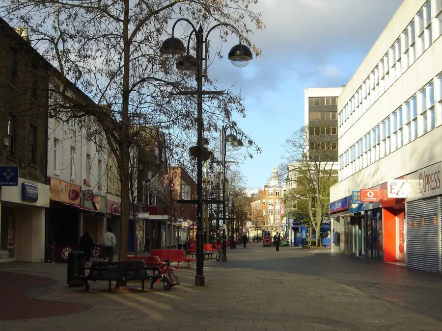View of Hounslow High Street taken early in the morning to avoid crowds