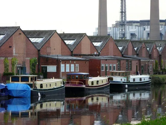Dutch barges Dutch barges on the canal at Ferrybridge, the power station can be seen beyond., Knottingley