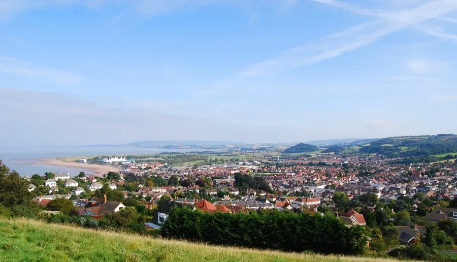 Minehead as seen from one of the surrounding hills.