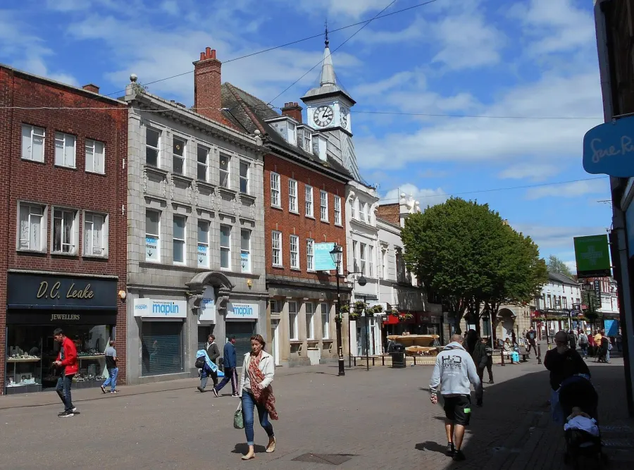 Nuneaton Market Place and clock tower.