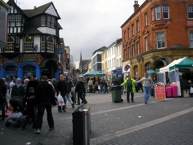 Station Road, Redhill To the left is High Street, to the right is London Road. All effectively pedestrianised.