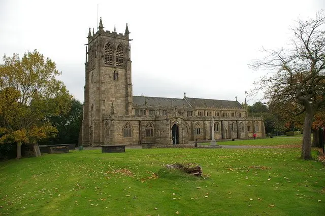 St Chad's parish church, Rochdale, Greater Manchester, seen from the south