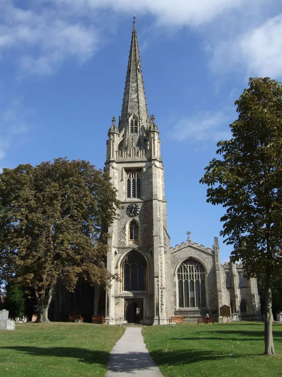 St Mary the Virgin parish church, Saffron Waldon, Essex, seen from the southwest, Saffron Walden