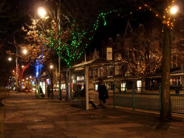 Lord Street, Southport Lord Street by night in the festive season.