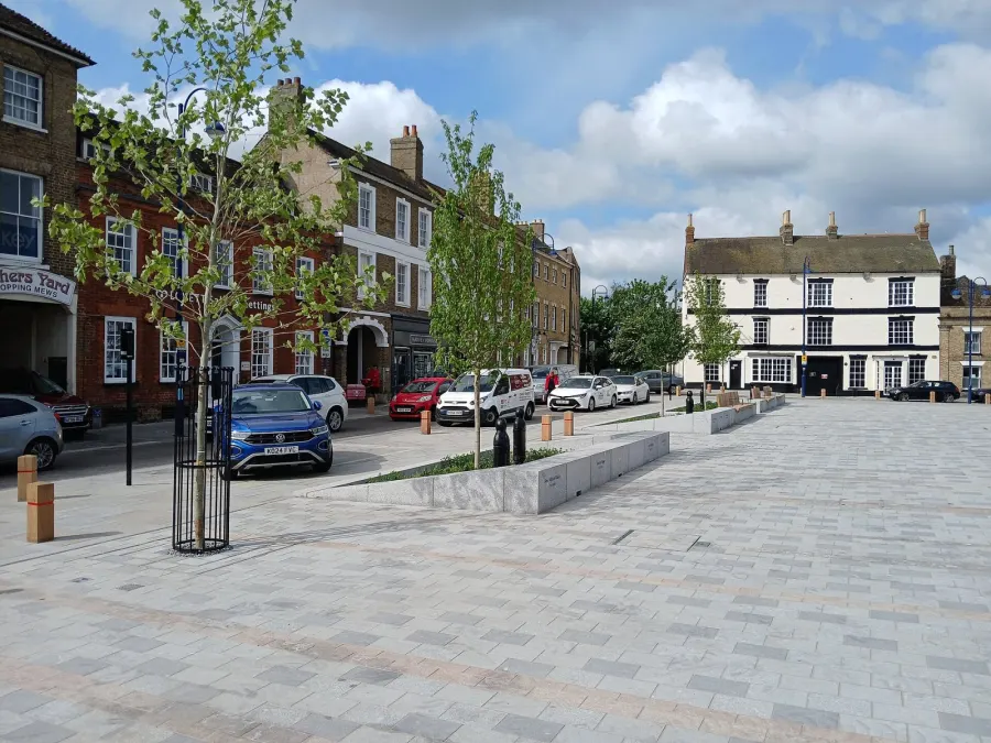St Neots Market Square after upgrade May 2025