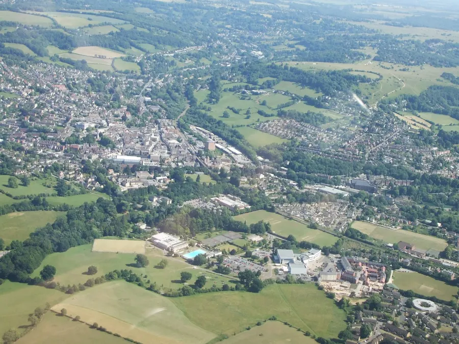 Looking south-southeast towards Stroud town centre.