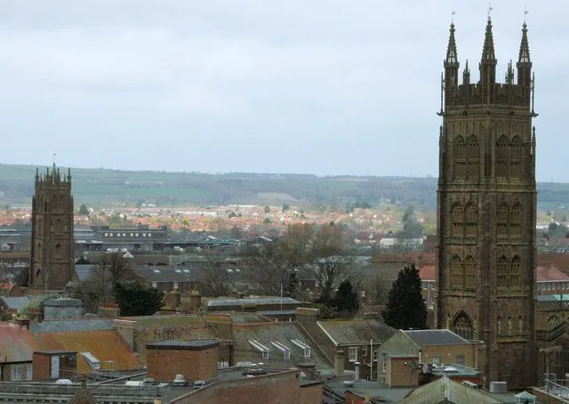 St. Mary's, Taunton St. Mary's church tower with St. James' in the background.
