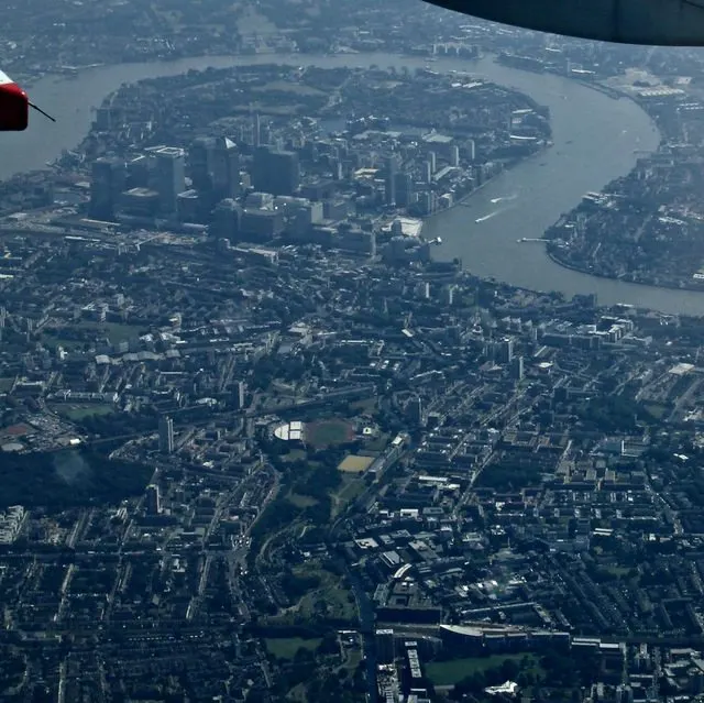 Mile End and the Isle of Dogs from the air